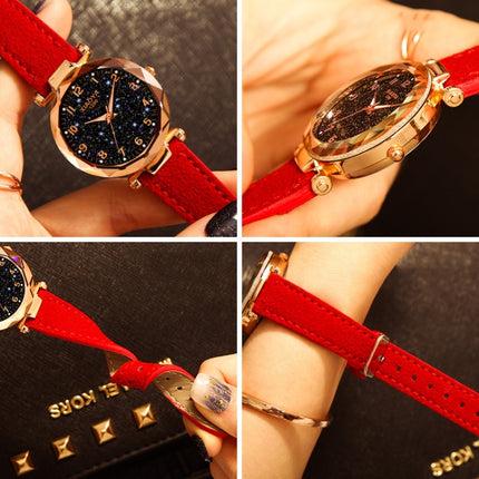 XIAOYA Fashion Women Star Sky Dial PU Leather Belt Quartz Wrist Watches(Grey)-garmade.com