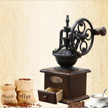 Manual Coffee Grinder Antique Cast Iron Hand Crank Coffee Machine-garmade.com