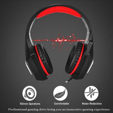 V1 3.5mm RGB Colorful Luminous Wire Control Gaming Headset, Cable Length: 2.2m(Black Red)-garmade.com
