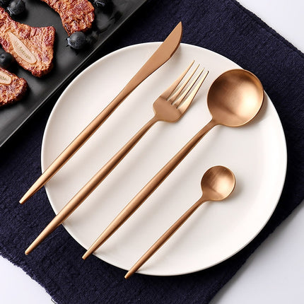 Stainless Steel Cutlery Knives Forks Spoons Western Kitchen Dinnerware Home Party Tableware Set(Rose Gold)-garmade.com