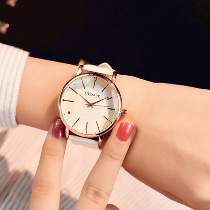 Ulzzang Simple Waterproof Large Dial Watch for Women(white white )-garmade.com