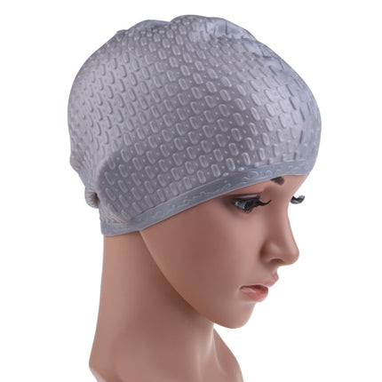 2 PCS Silicone Waterproof Swimming Caps Protect Ears Long Hair Sports Swimming Cap for Adults(Gray)-garmade.com