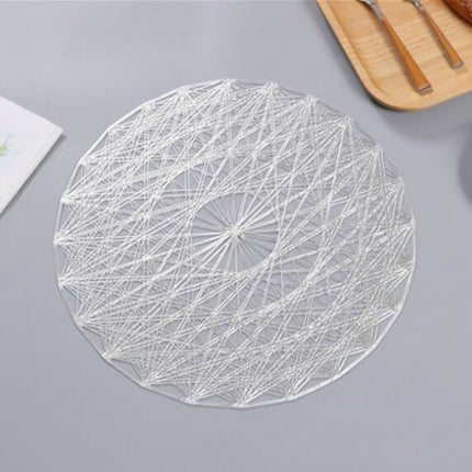 2 PCS Round PVC Insulated Placemat Creative Hollow Household Table Decoration, Size: 38cm(Silver)-garmade.com