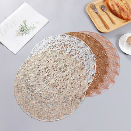 2 PCS Round PVC Insulated Placemat Creative Hollow Household Table Decoration, Size: 38cm(Bronze)-garmade.com