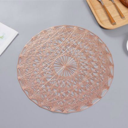 2 PCS Round PVC Insulated Placemat Creative Hollow Household Table Decoration, Size: 38cm(Rose Gold)-garmade.com