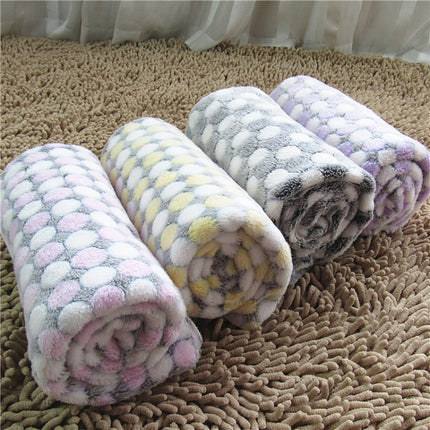 Soft Flannel Pet Blanket Dots Printed Breathable Bed Mat Warm Pet Sleeping Cushion Cover for Pet Dog Cat, Size:S(Purple)-garmade.com