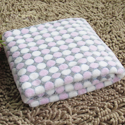 Soft Flannel Pet Blanket Dots Printed Breathable Bed Mat Warm Pet Sleeping Cushion Cover for Pet Dog Cat, Size:L(Rose Red)-garmade.com