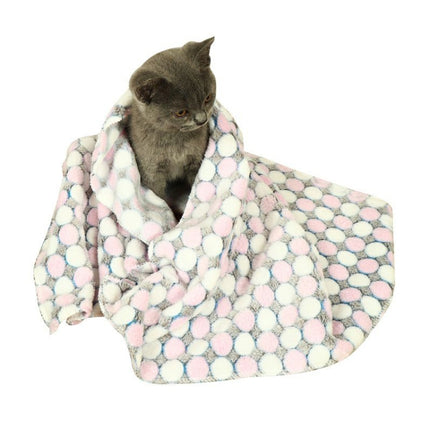Soft Flannel Pet Blanket Dots Printed Breathable Bed Mat Warm Pet Sleeping Cushion Cover for Pet Dog Cat, Size:L(Grey)-garmade.com
