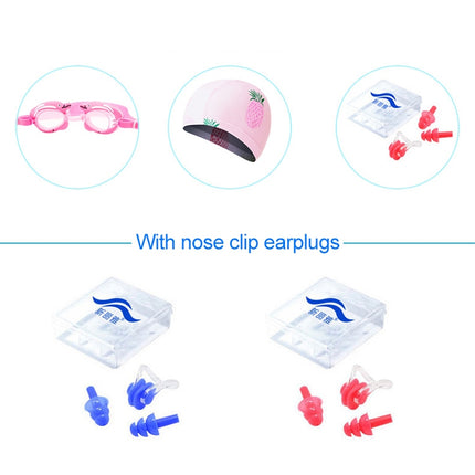 3 in 1 Children Swimming Swimming Cap + Swimming Goggles + Nose Clip Earplugs Set(Pink Pineapple)-garmade.com