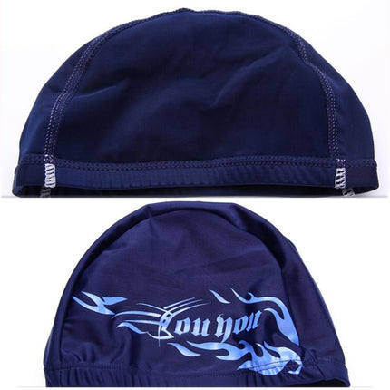 Unisex Spandex Breathable Swimming Cap(Blue Fire on Red)-garmade.com