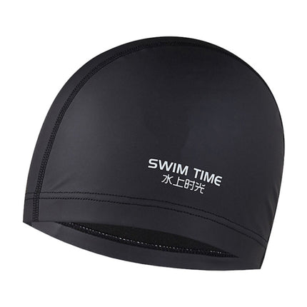 PU Coated Waterproof Enlarged Swimming Cap for Adult Men and Women(Black)-garmade.com