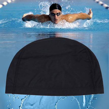 PU Coated Waterproof Enlarged Swimming Cap for Adult Men and Women(Black)-garmade.com