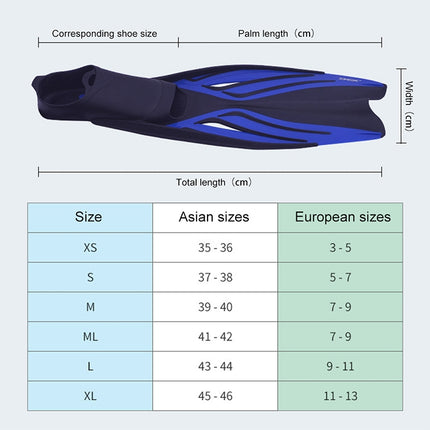 Swimming Free Diving Fins Silicone Flippers Diving Equipment, Size:XL（45-46）(Transparent Black)-garmade.com