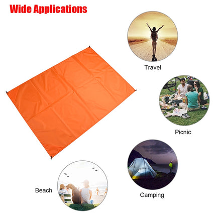 Outdoor Portable Waterproof Picnic Camping Mats Beach Blanket Mattress Mat 150cm*140cm(Orange)-garmade.com