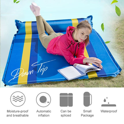 Color Matching Automatic Inflatable Outdoor Sports Double Camping Air Cushion, Size:190x130x3.5cm(Green)-garmade.com