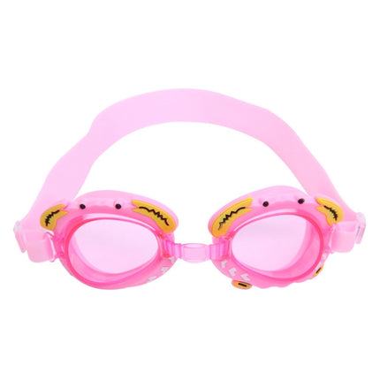 4 in 1 Cartoon Little Crab Waterproof and Anti-fog Silicone Swimming Goggles + Printed Pattern Swimming Cap + Nose Clip Earplugs + Storage Bag Swimming Equipment Set for Children(Pink Crab)-garmade.com