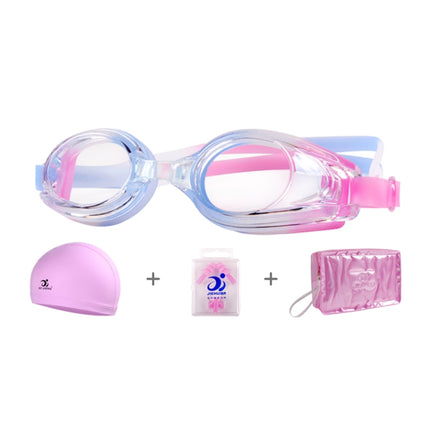 JIEHU JH8102 4 in1 Women HD Transparent Anti-fog Waterproof Swimming Glasses Swimming Cap Set(Purple Color)-garmade.com