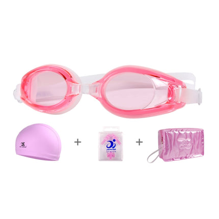 JIEHU JH8102 4 in1 Women HD Transparent Anti-fog Waterproof Swimming Glasses Swimming Cap Set(Pink)-garmade.com