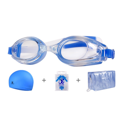 JIEHU JH8102 4 in1 Women HD Transparent Anti-fog Waterproof Swimming Glasses Swimming Cap Set(Blue Color)-garmade.com