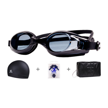 JIEHU JH8102 4 in1 Women HD Transparent Anti-fog Waterproof Swimming Glasses Swimming Cap Set(Black)-garmade.com