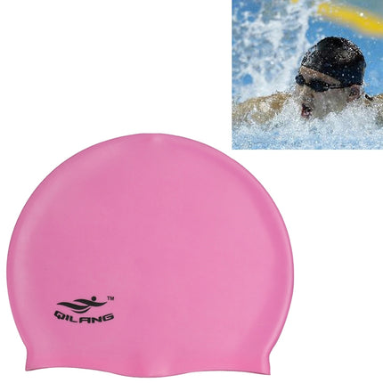 Adult Solid Color Waterproof Silicone Swimming Cap(Pink)-garmade.com