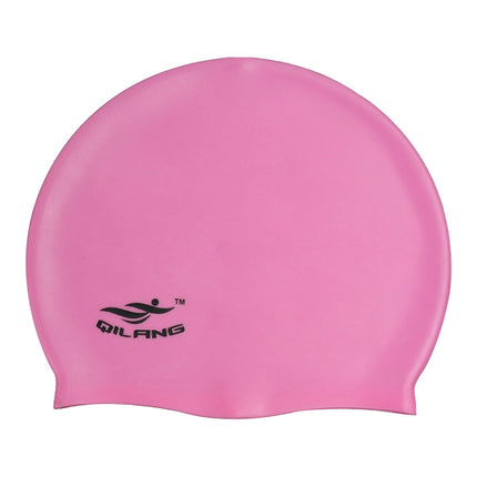 Adult Solid Color Waterproof Silicone Swimming Cap(Pink)-garmade.com