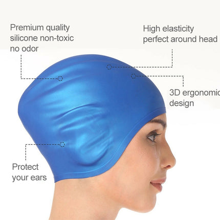 Adult Solid Color Waterproof Silicone Swimming Cap(Pink)-garmade.com