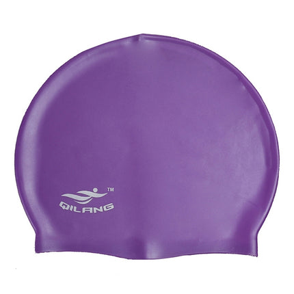 Adult Solid Color Waterproof Silicone Swimming Cap(Purple)-garmade.com