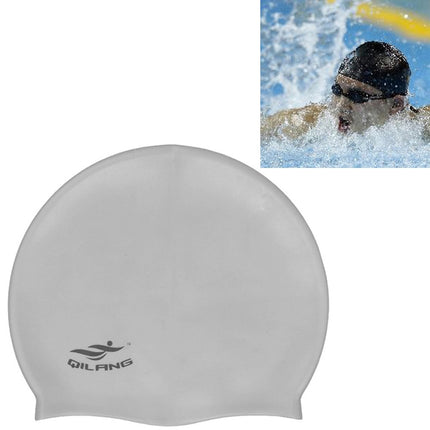 Adult Solid Color Waterproof Silicone Swimming Cap(Silver)-garmade.com