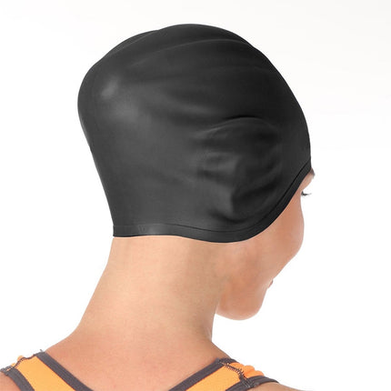 Adult Solid Color Waterproof Silicone Swimming Cap(Black)-garmade.com