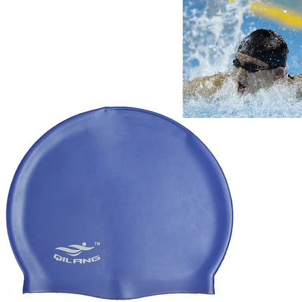 Adult Solid Color Waterproof Silicone Swimming Cap(Dark Blue)-garmade.com