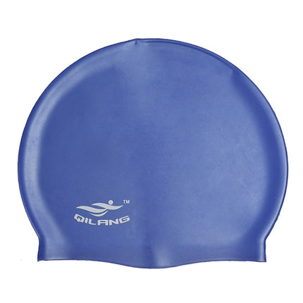Adult Solid Color Waterproof Silicone Swimming Cap(Dark Blue)-garmade.com