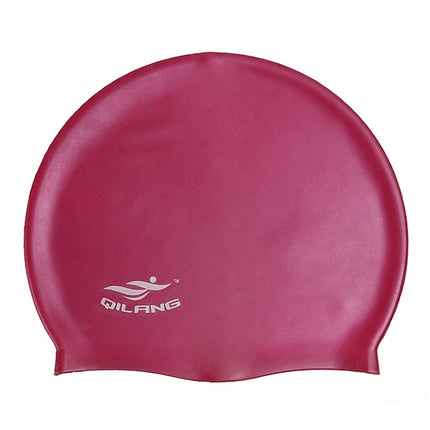 Adult Solid Color Waterproof Silicone Swimming Cap(Wine Red)-garmade.com