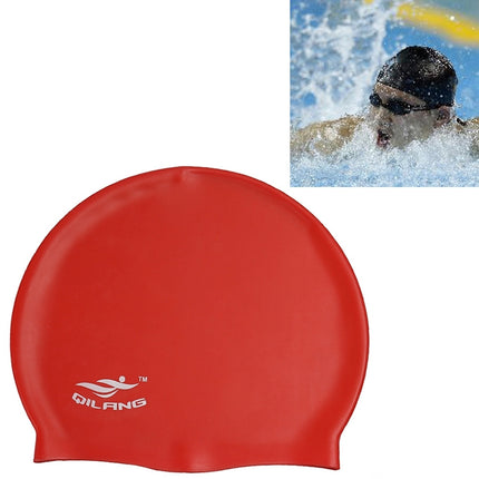 Adult Solid Color Waterproof Silicone Swimming Cap(Red)-garmade.com