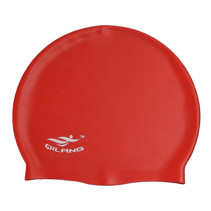 Adult Solid Color Waterproof Silicone Swimming Cap(Red)-garmade.com