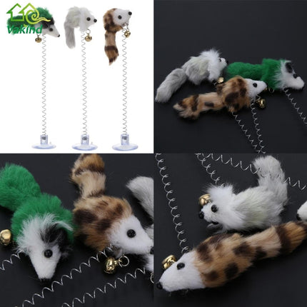3 PCS Funny Cat Toys Elastic Feather False Mouse Bottom Sucker Toys for Cat Kitten Playing Pet Seat Scratch Toy Pet Cat Product(Color Random Delivery)-garmade.com