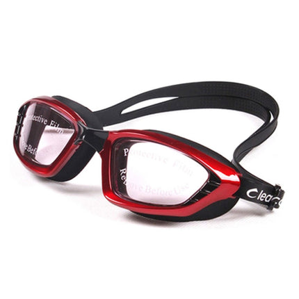 SG9017 Waterproof and Anti-fog Adult High-definition Large Frame Swimming Goggles for Men and Women(Red)-garmade.com