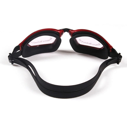 SG9017 Waterproof and Anti-fog Adult High-definition Large Frame Swimming Goggles for Men and Women(Red)-garmade.com