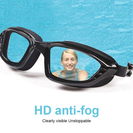 SG9017 Waterproof and Anti-fog Adult High-definition Large Frame Swimming Goggles for Men and Women(Black)-garmade.com