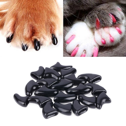 20 PCS Silicone Soft Cat Nail Caps / Cat Paw Claw / Pet Nail Protector/Cat Nail Cover, Size:XS(Black)-garmade.com