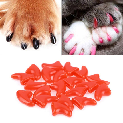 20 PCS Silicone Soft Cat Nail Caps / Cat Paw Claw / Pet Nail Protector/Cat Nail Cover, Size:XS(Red)-garmade.com