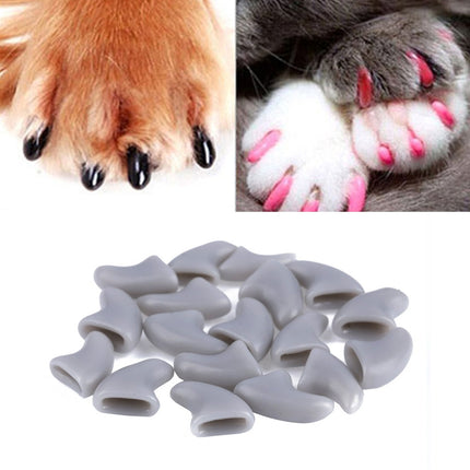 20 PCS Silicone Soft Cat Nail Caps / Cat Paw Claw / Pet Nail Protector/Cat Nail Cover, Size:XS(Gray)-garmade.com