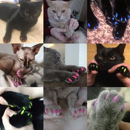 20 PCS Silicone Soft Cat Nail Caps / Cat Paw Claw / Pet Nail Protector/Cat Nail Cover, Size:XS(Gray)-garmade.com