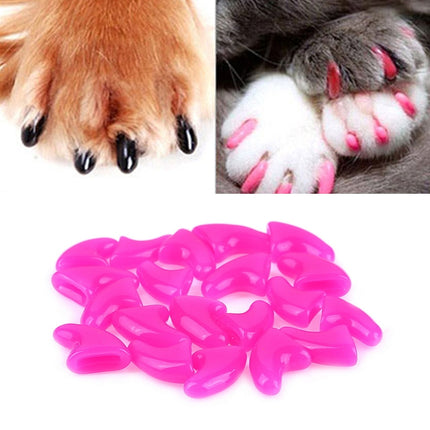 20 PCS Silicone Soft Cat Nail Caps / Cat Paw Claw / Pet Nail Protector/Cat Nail Cover, Size:XS(Rose Red)-garmade.com