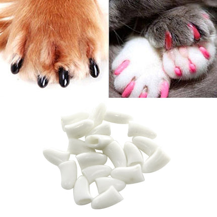 20 PCS Silicone Soft Cat Nail Caps / Cat Paw Claw / Pet Nail Protector/Cat Nail Cover, Size:S(White)-garmade.com