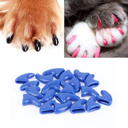 20 PCS Silicone Soft Cat Nail Caps / Cat Paw Claw / Pet Nail Protector/Cat Nail Cover, Size:S(Blue)-garmade.com