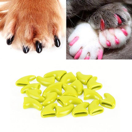 20 PCS Silicone Soft Cat Nail Caps / Cat Paw Claw / Pet Nail Protector/Cat Nail Cover, Size:S(Yellow)-garmade.com