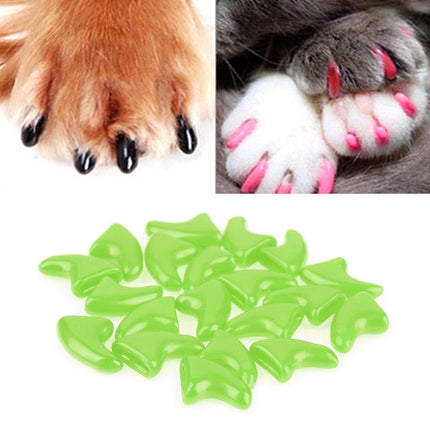 20 PCS Silicone Soft Cat Nail Caps / Cat Paw Claw / Pet Nail Protector/Cat Nail Cover, Size:S(Green)-garmade.com