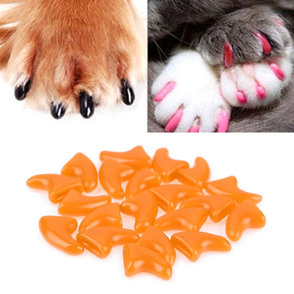 20 PCS Silicone Soft Cat Nail Caps / Cat Paw Claw / Pet Nail Protector/Cat Nail Cover, Size:L(Orange)-garmade.com