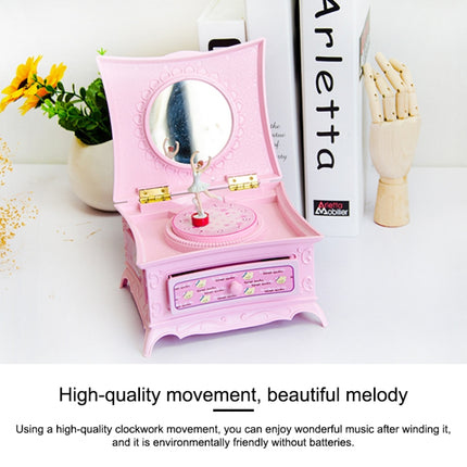 Classic Dressing Table Rotating Girl Music Box With Mirror Drawer Music Box(Gold Gray)-garmade.com